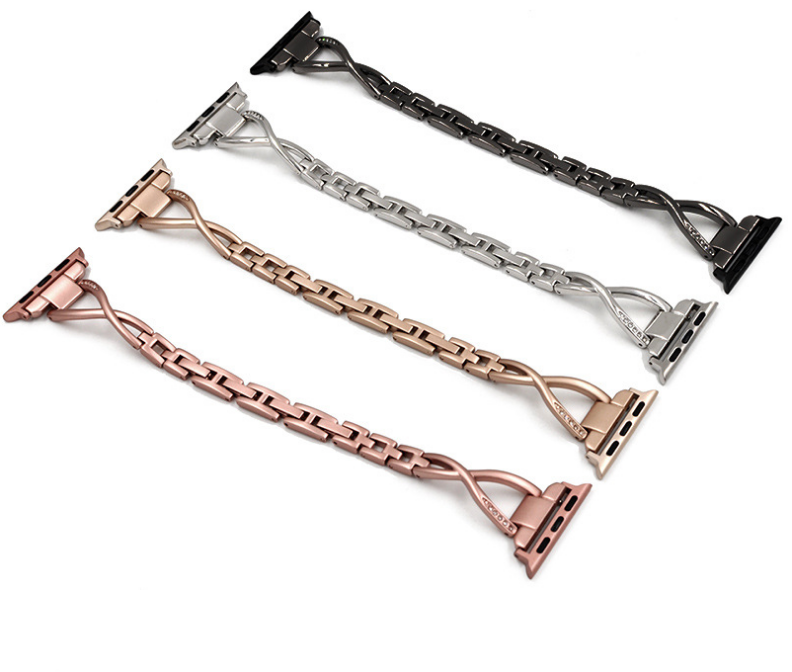 Bracelet pour FEMME  Apple Watch X-Type en acier inoxydable avec diamants