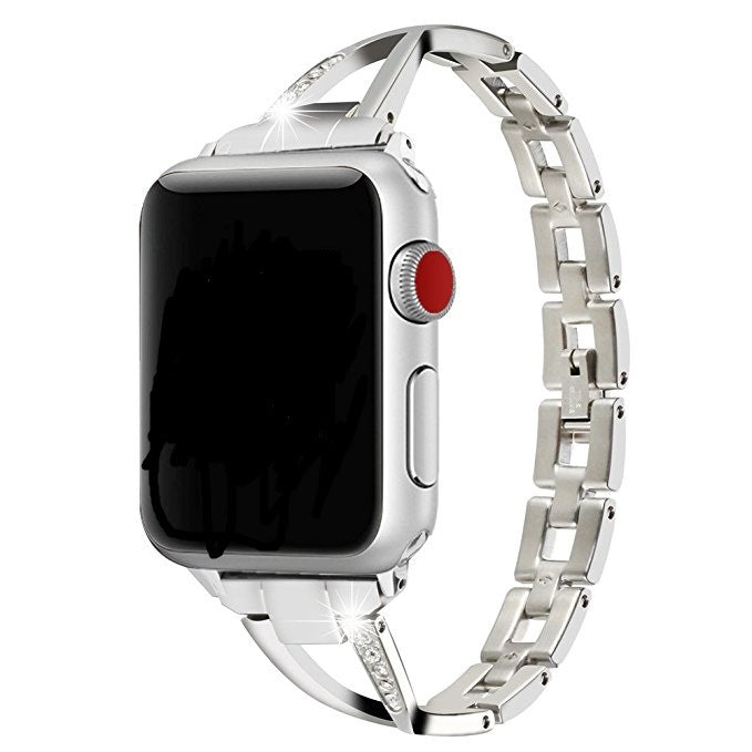Bracelet pour FEMME  Apple Watch X-Type en acier inoxydable avec diamants