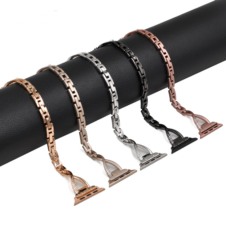 Bracelet pour FEMME  Apple Watch X-Type en acier inoxydable avec diamants