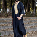 Robe Longue Noire Élégante pour Homme, Style Musulman