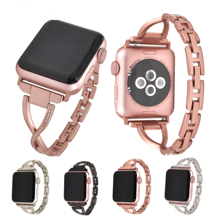 Bracelet pour FEMME  Apple Watch X-Type en acier inoxydable avec diamants
