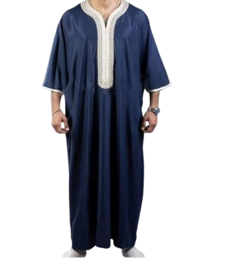 Robe Longue Noire Élégante pour Homme, Style Musulman