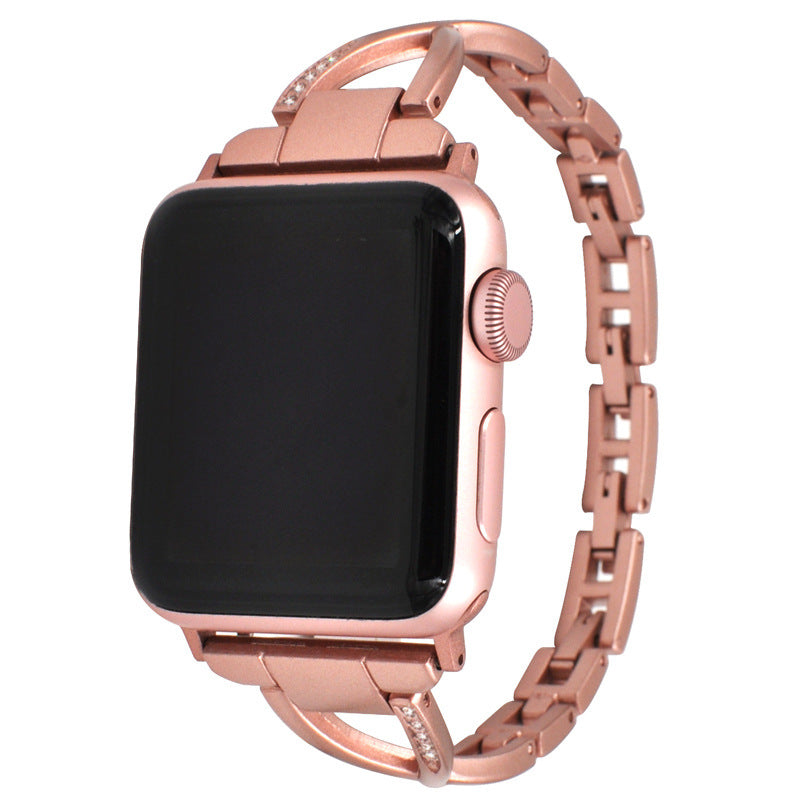 Bracelet pour FEMME  Apple Watch X-Type en acier inoxydable avec diamants