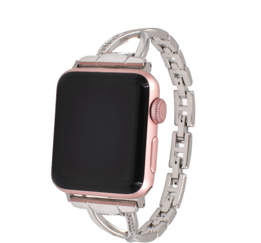 Bracelet pour FEMME  Apple Watch X-Type en acier inoxydable avec diamants